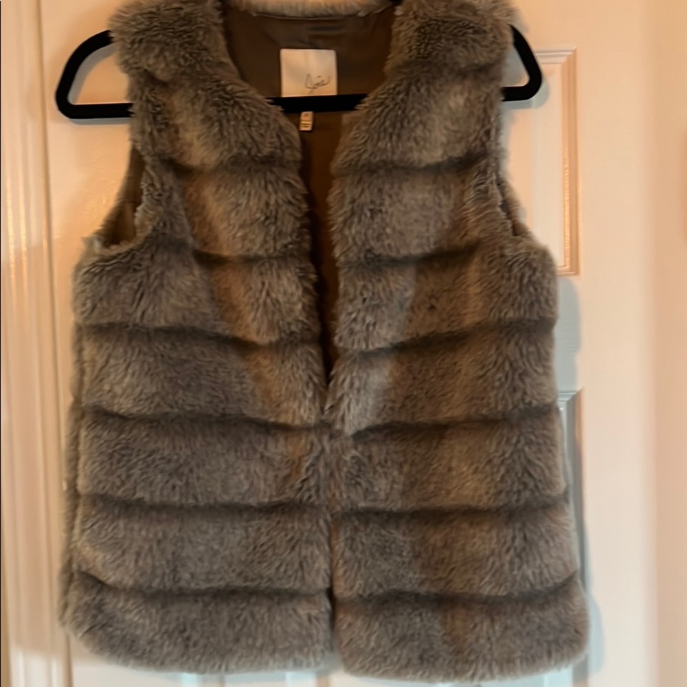 Gray Faux Fur Vest